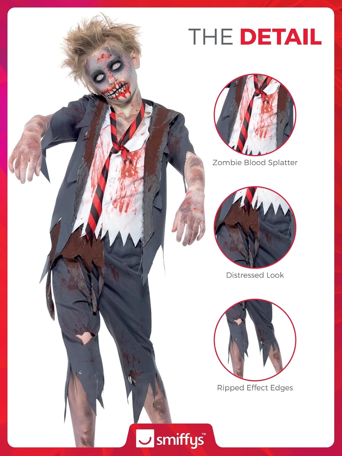 Thumbnail 2 de Smiffy's Zombie School Boy Costume 7-9