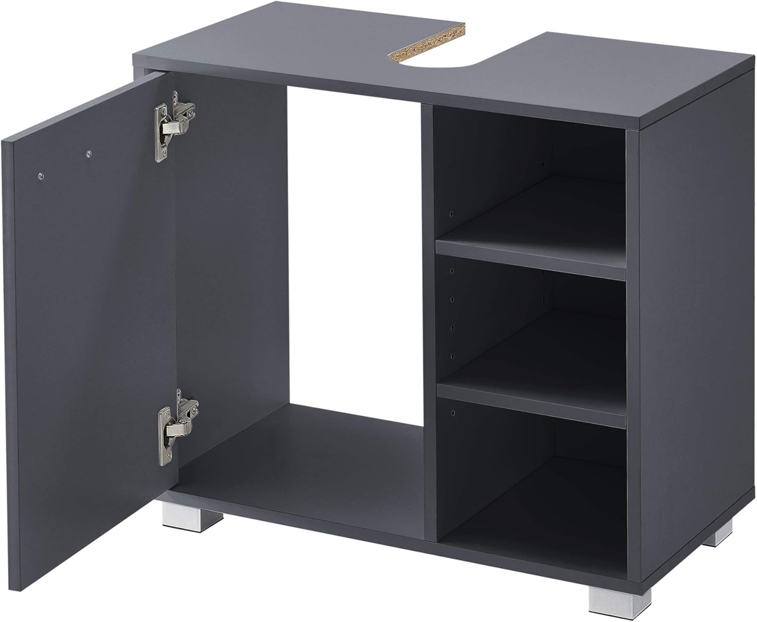 Detalle de Mobile sottolavabo da Terra con Armadietto e 3 Ripiani Regolabili – Grigio Scuro (56x60x31 cm) per Bagno