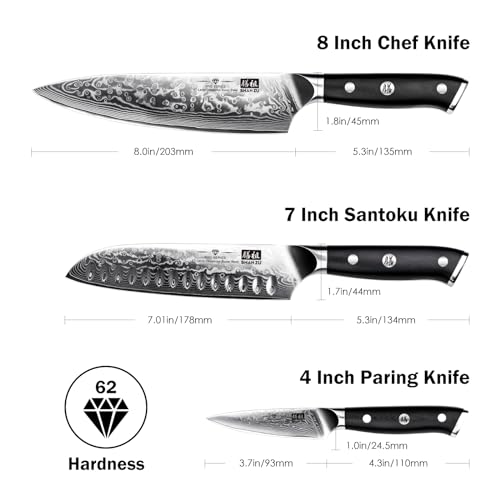 Detalle 2 de SHAN ZU PRO Series Cuchillos Damasco 3 piezas 🔪
