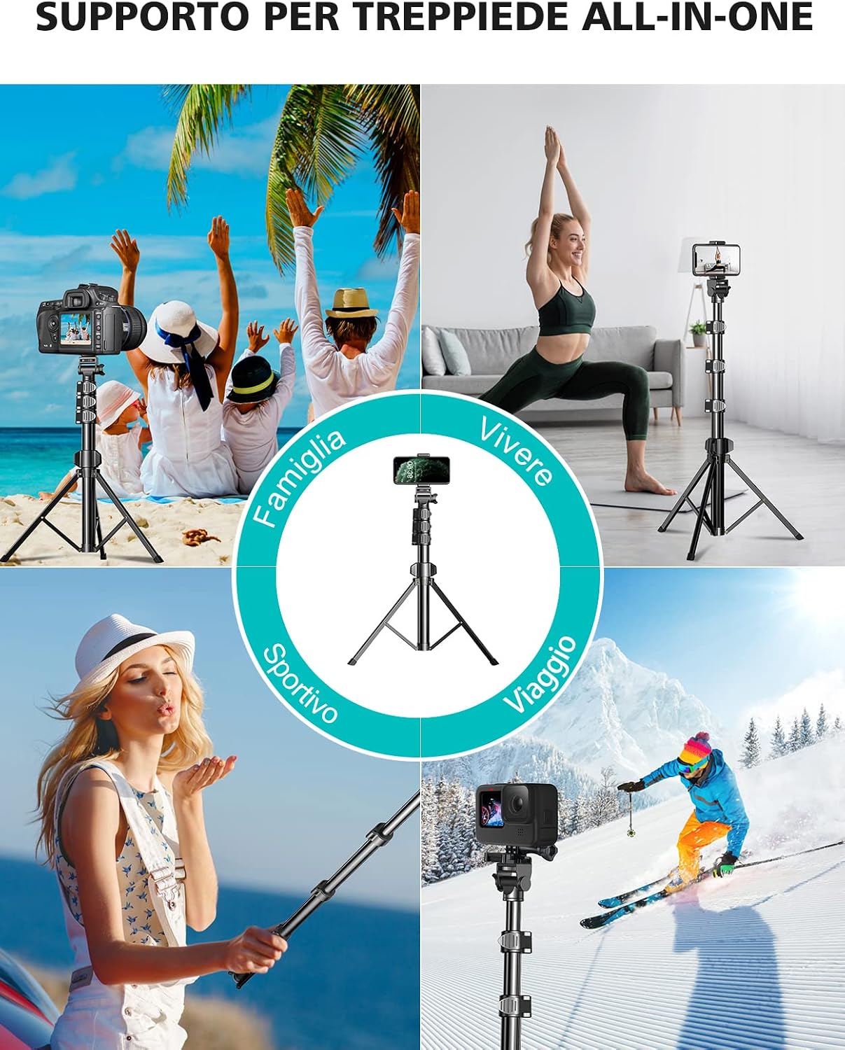 Thumbnail 6 de CIRYCASE 142cm/55.9" Treppiede Smartphone Estensibile All-In-1 con Telecomando Bluetooth
