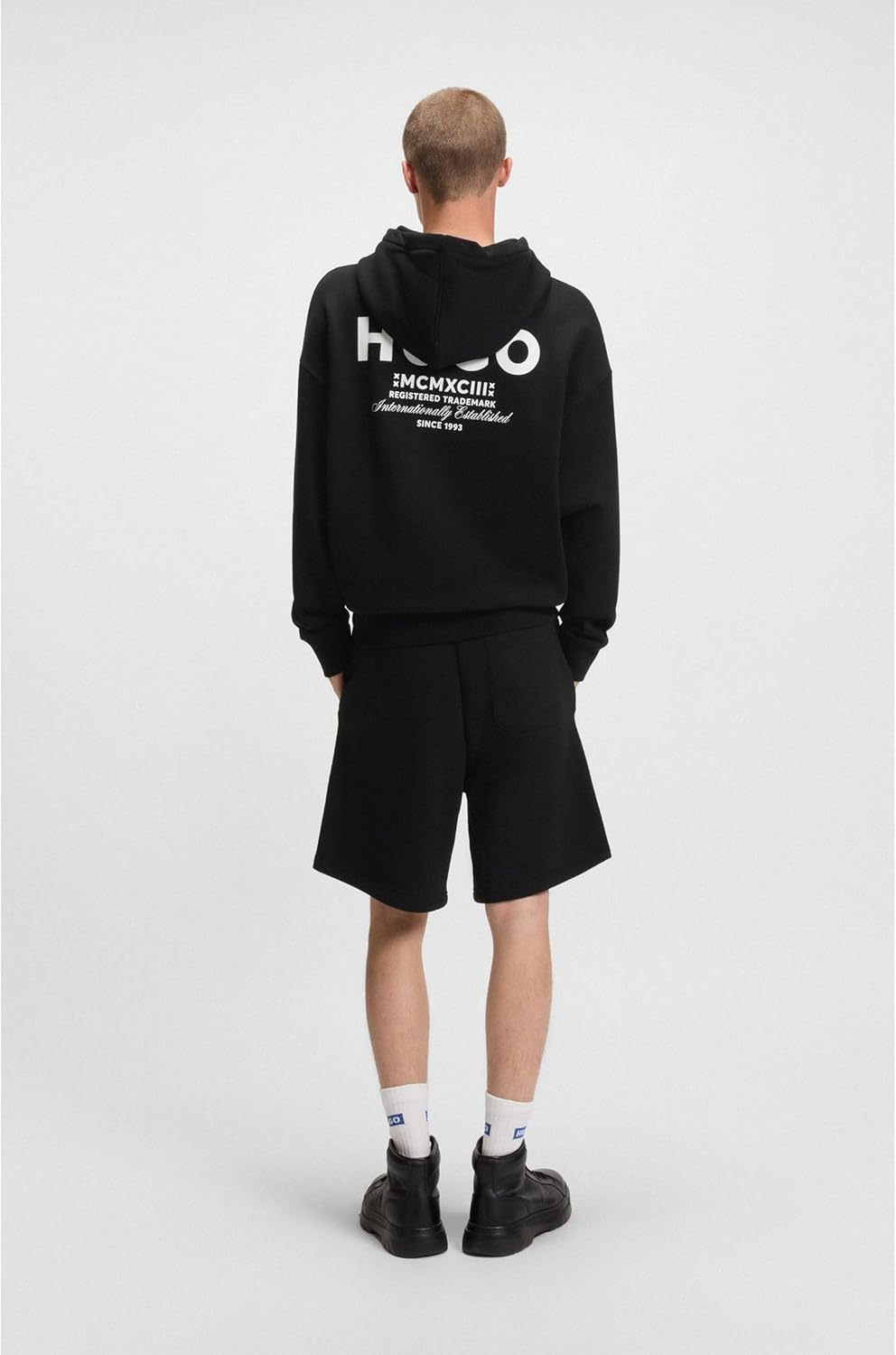 Thumbnail 3 de HUGO Mens Nazardo cotton-terry loose-fit hoodie with logo details