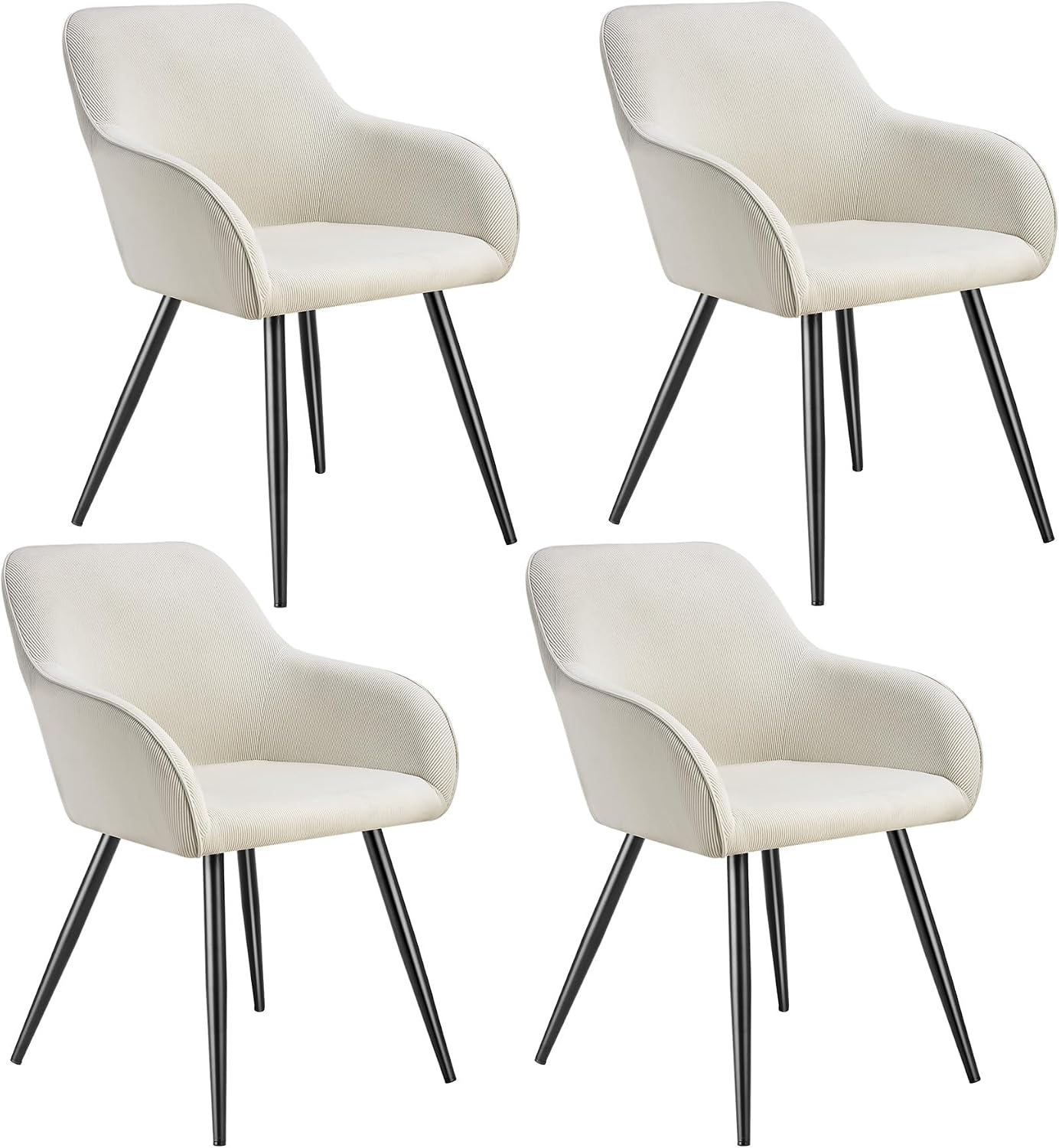 Detalle de tectake 405409 klädda matstolar, 4-pack i kräm/svart med cordlook
