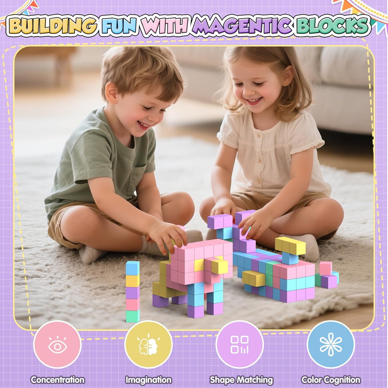 Detalle de HaoVrisn Magnetbausteine 45-teiliges Set für Kinder 🧩