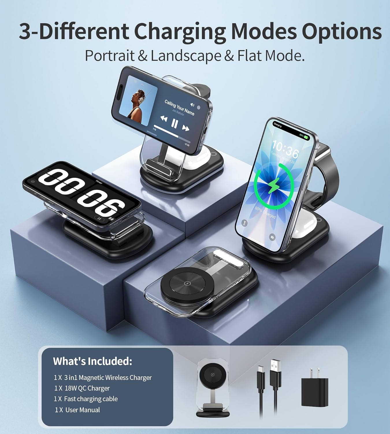 Thumbnail 4 de Apple MagSafe 3-in-1 Wireless Charger Stand for iPhone