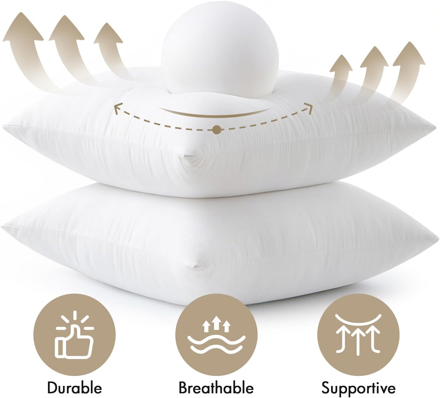 Thumbnail 3 de MIULEE 18x18 Pillow Inserts, 4-Pack with Virgin Fiber Fill and Firm Support
