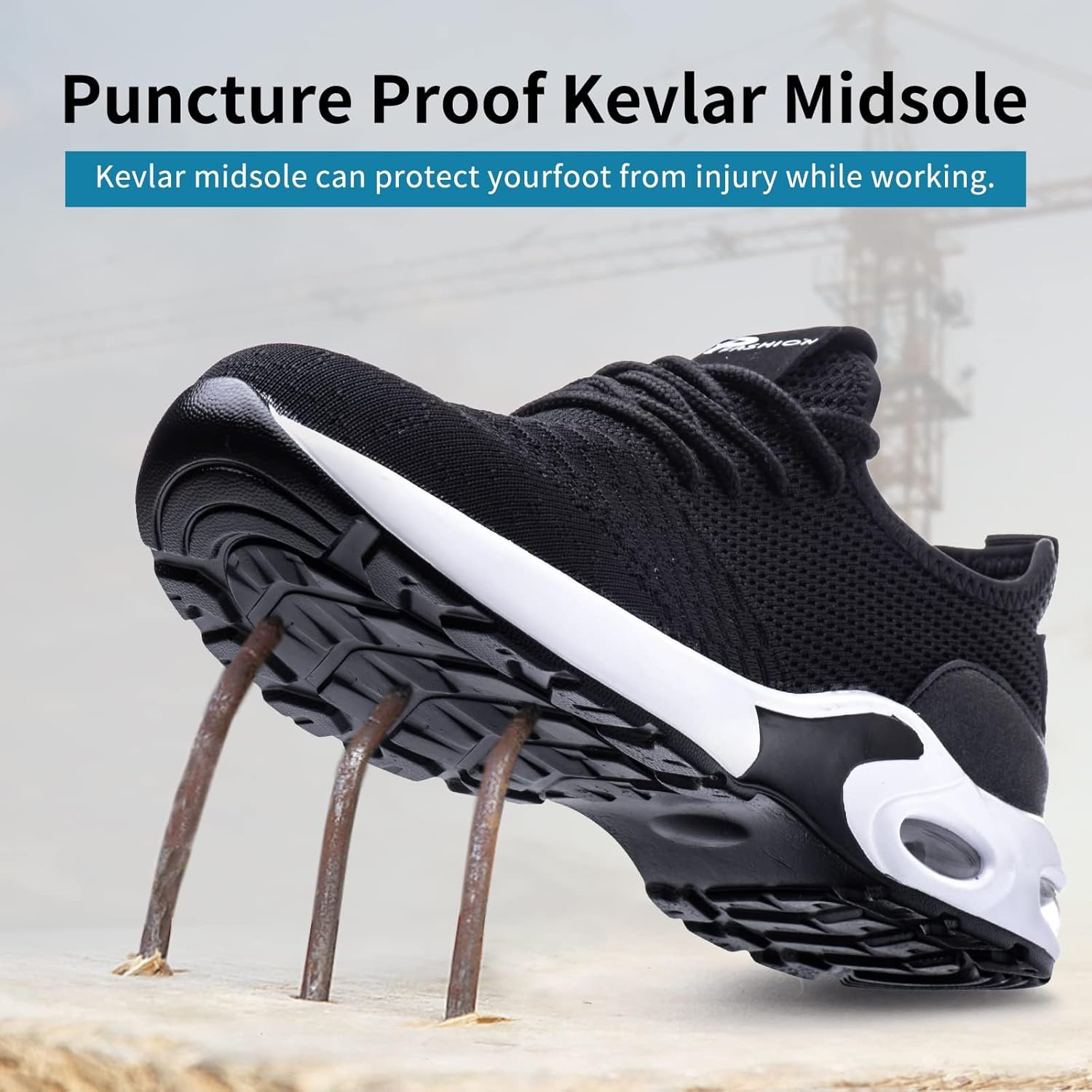 Thumbnail 2 de Steel Toe Caps Trainers: Lightweight Unisex Work Boots in Black (EU36–EU46)