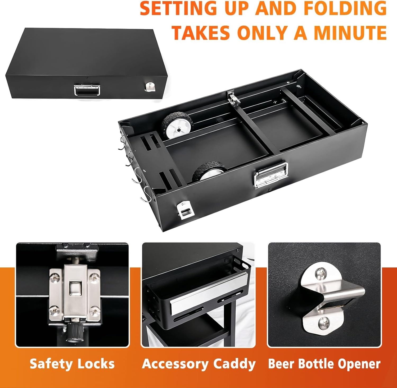 Thumbnail 4 de Hisencn Portable Outdoor Grill Table for Blackstone 43cm & 56cm Griddles – Foldable, Heavy-Duty Prep Cart with Storage