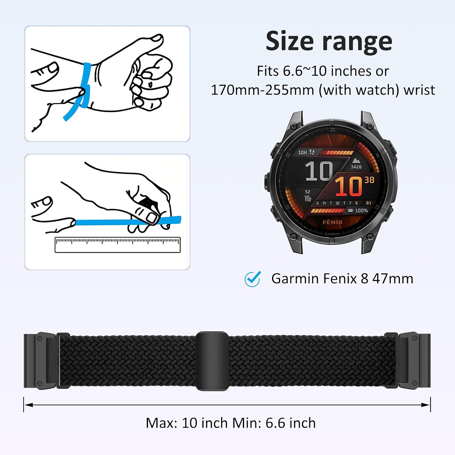 Thumbnail 3 de RosMank 22mm Quickfit Braided Watch Band for Garmin Fenix 8/7/6 Series and More