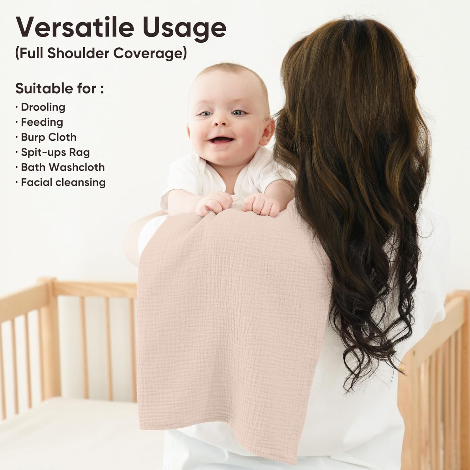 Detalle de bearmoss Muslin Squares 60x60 cm cotton burp cloths 👶