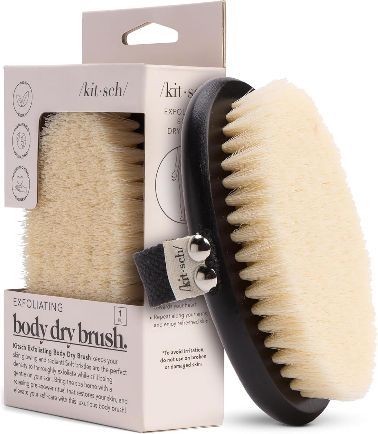 Detalle de Kitsch Dry Brushing Körperbürste für Lymphdrainage – weiche Borsten, nachhaltige Trockenbürste