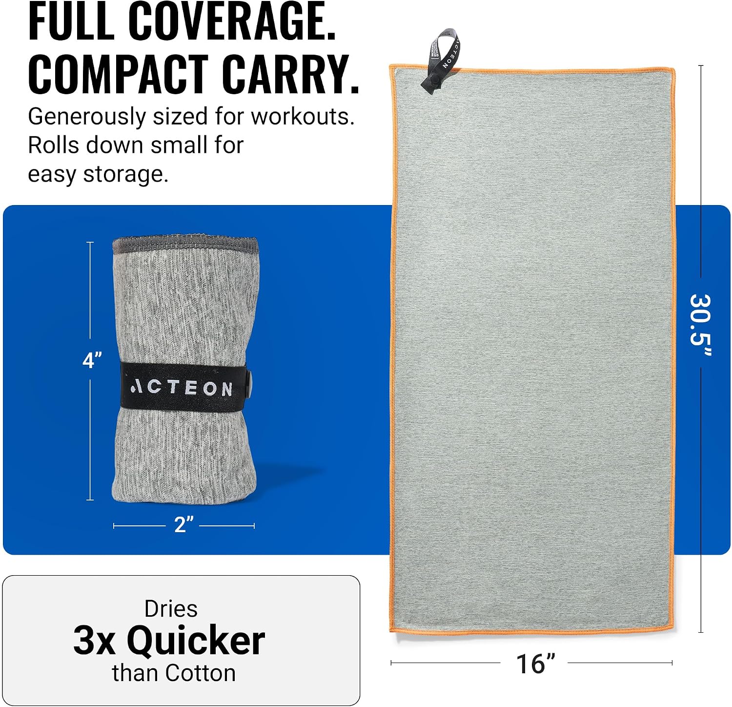 Detalle de Acteon Microfiber Gym Towels 5-Pack (Quick-Dry Silver ION), 16x30.5 Inch — Odor-Free Sweat Towels for Gym, Yoga, Running & Travel