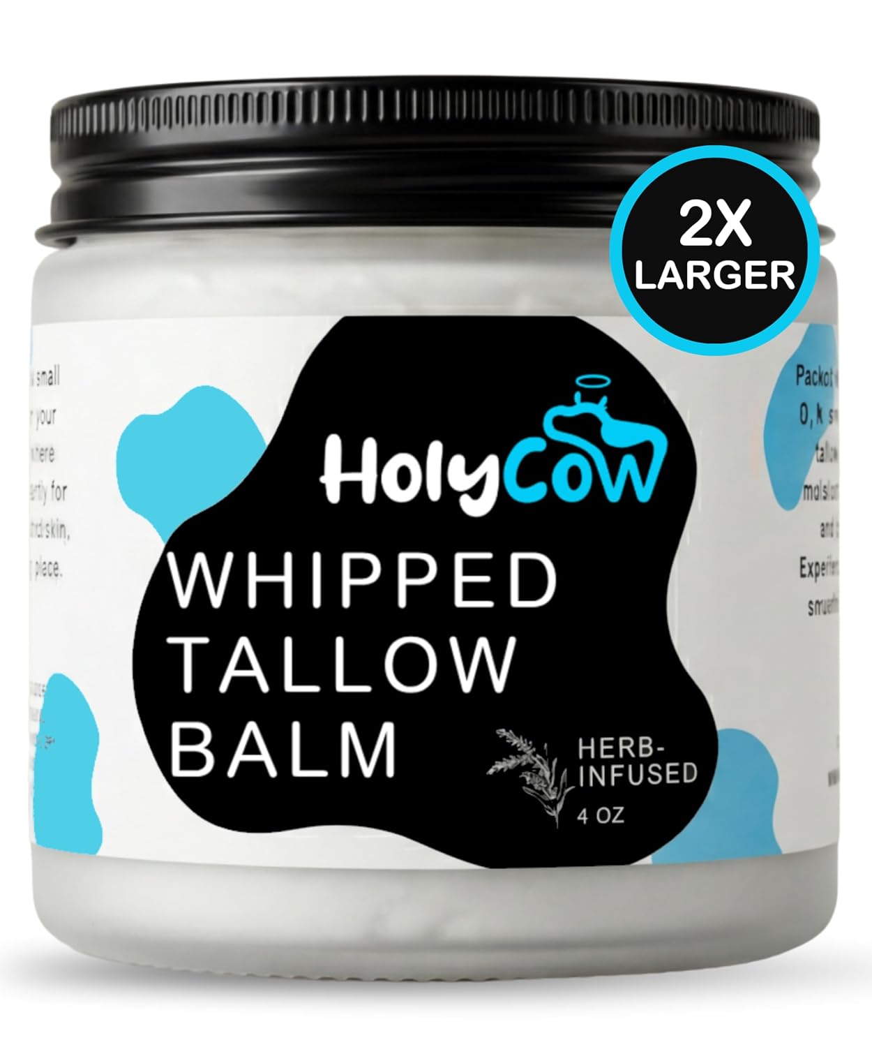 Detalle de HolyCow 100% Grass Fed Beef Tallow Whipped Tallow Balm (Unscented/Herb-Infused) with Organic Jojoba Oil