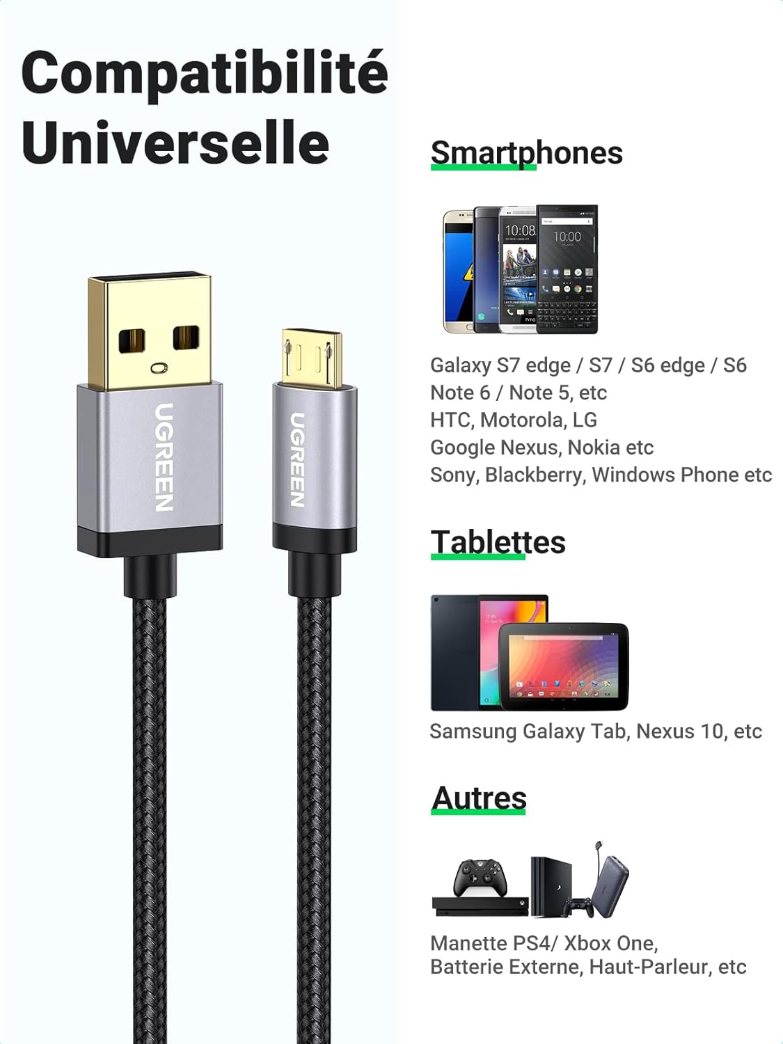 Thumbnail 4 de UGREEN Câble Micro USB 2M