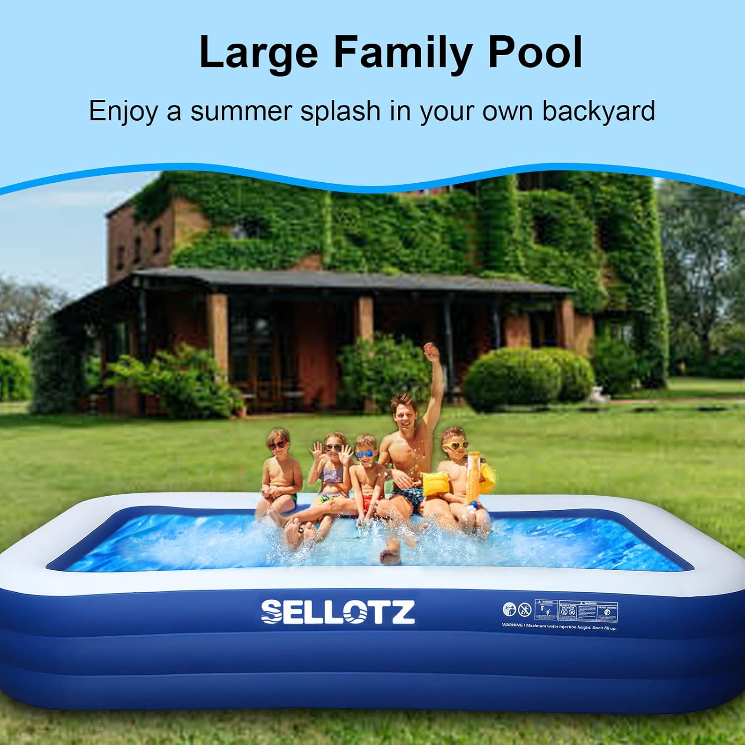 Thumbnail 2 de SELLOTZ 120 x 72 x 22-Inch Inflatable Pool for Kids and Adults