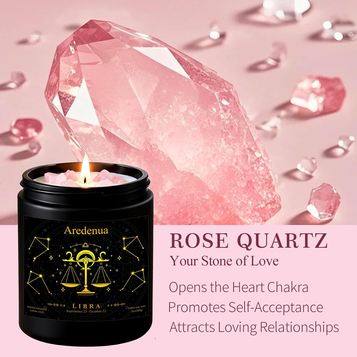 Detalle 2 de Libra Zodiac Candle, 7 oz Soy Wax