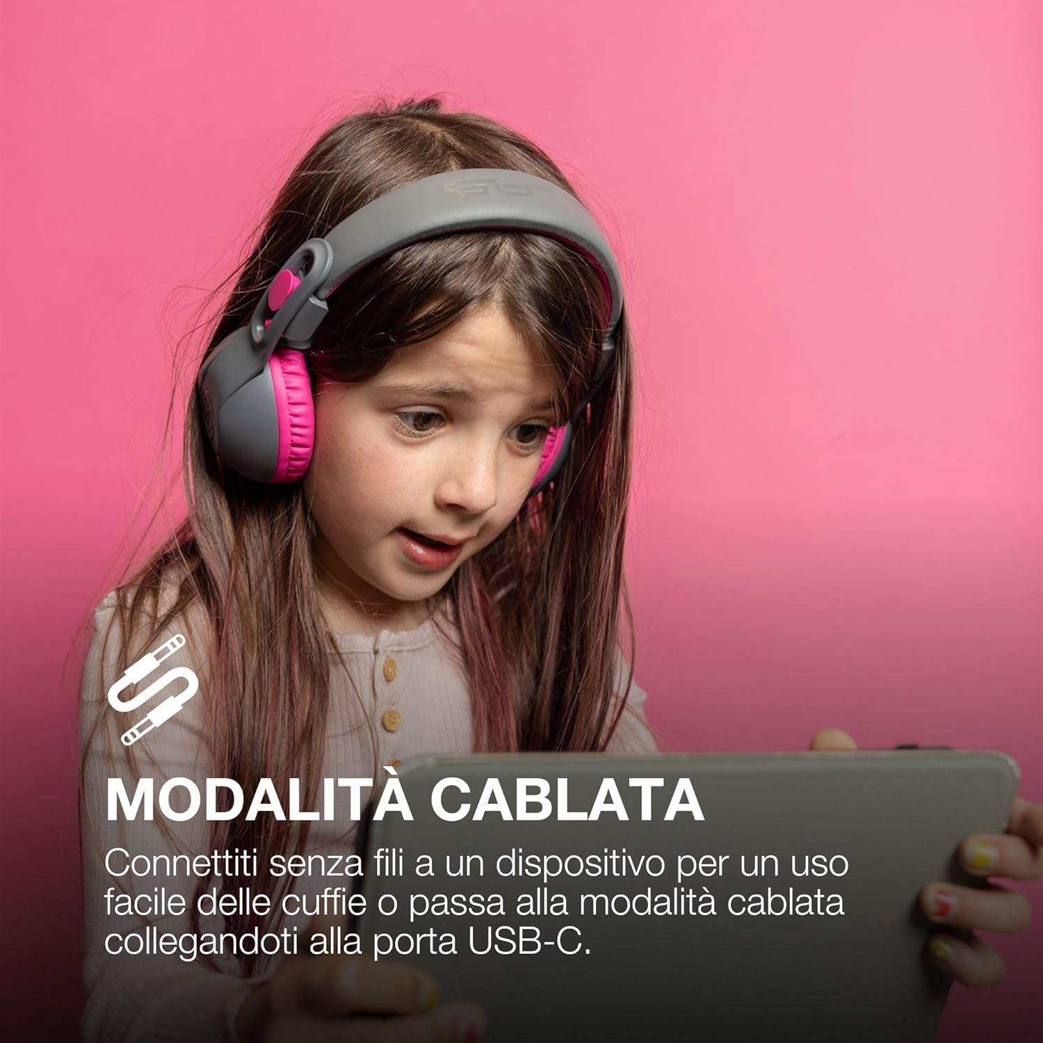 Thumbnail 3 de JLab JBuddies Studio 2: Cuffie Bluetooth per bambini, volume limitato e modalità condivisione, rosa