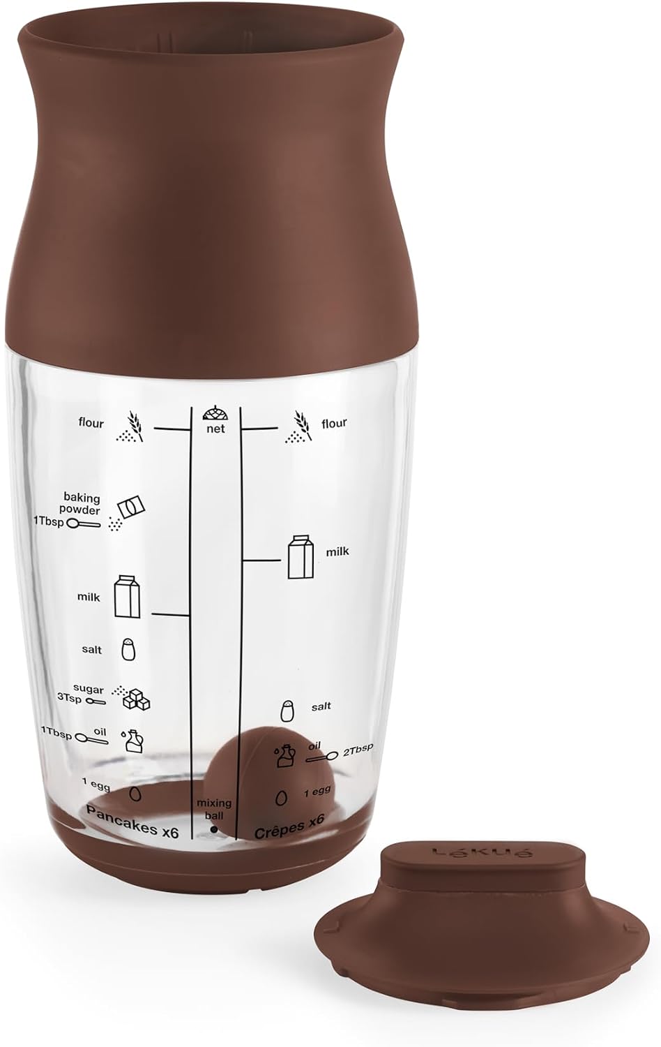 Detalle 2 de Lékué Shaker per impasti 500 ml: mescola rapidamente e prepara pancake, frittelle e crepes