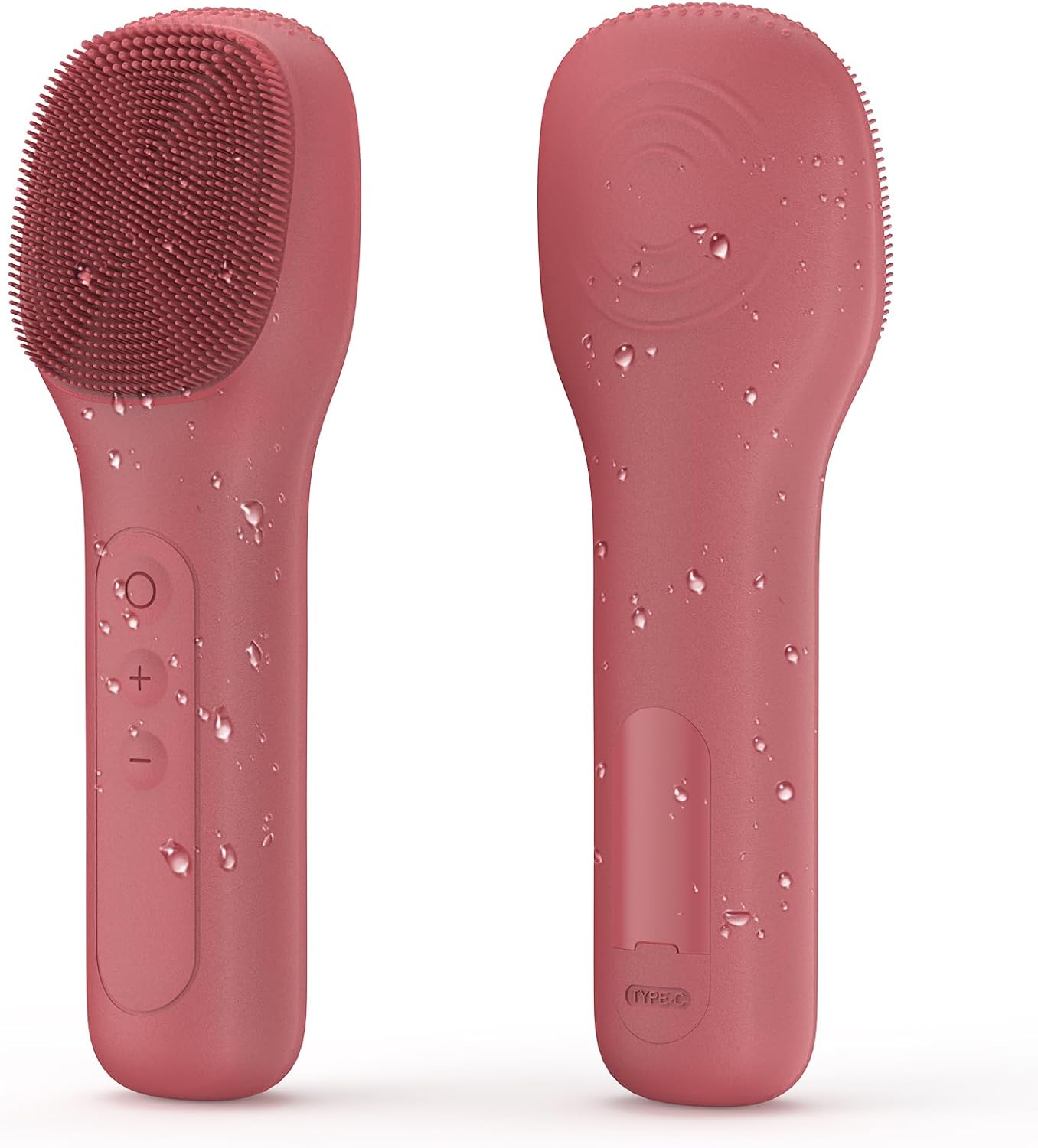 Detalle de Facial Cleansing Brush (Red) – Soft Exfoliating Silicone Face Wash Brush with 3 Modes, 8 Intensities, Type-C Rechargeable