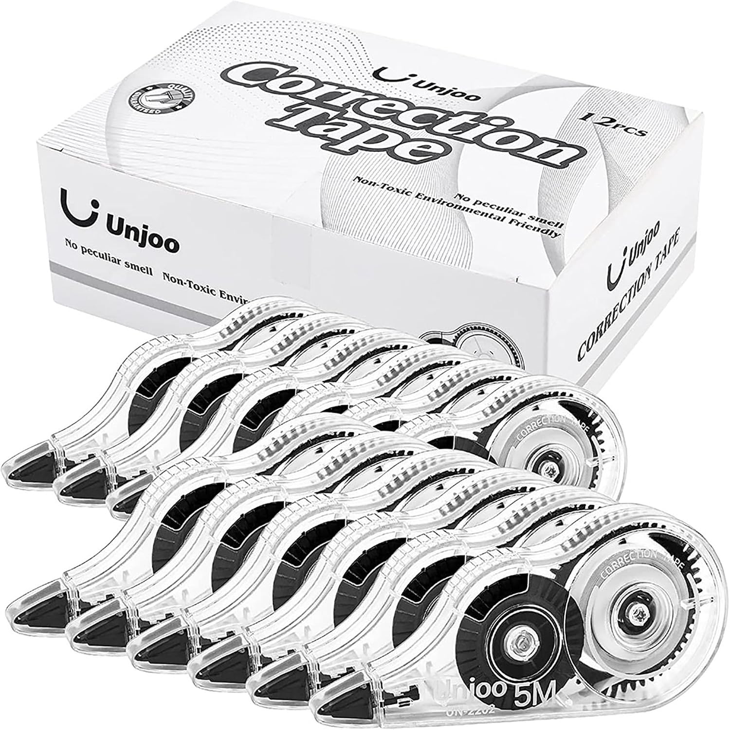 Unjoo Correction Tape, Model Unjoo, 12-Pack, 5 m x 5 mm White-Out