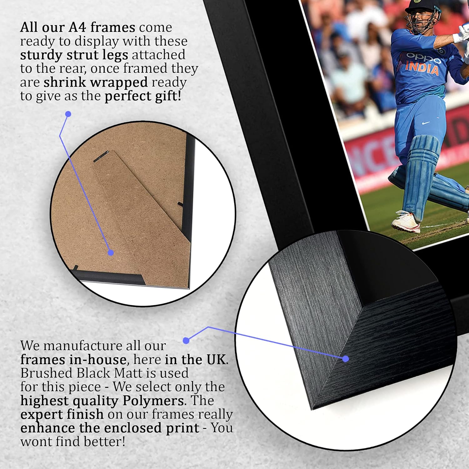 Thumbnail 6 de HWC Trading FR A4 MS Dhoni Framed Signed Photo – Indian Cricket Team Memorabilia