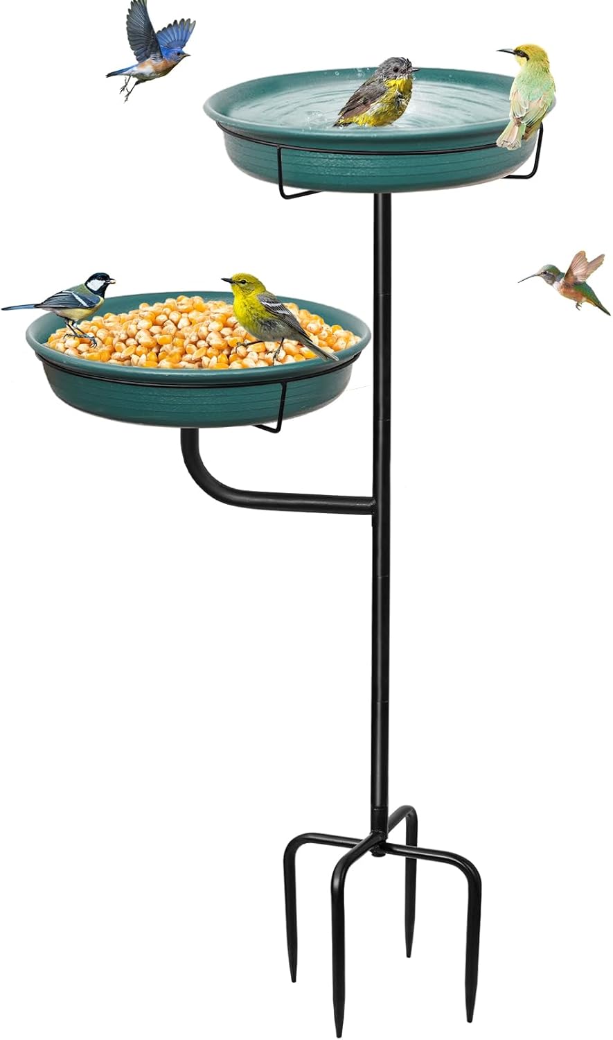 Vogeltränke Vogelbad Schale stehend – freistehende Vogelbad-Schüssel für den Garten (grün)