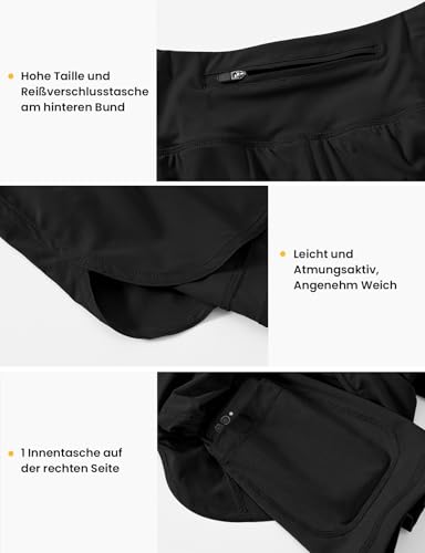 Detalle 2 de donhobo Damen Sport Shorts 2-in-1 kurz 2-in-1 Laufshorts Schnelltrocknend Schwarz M