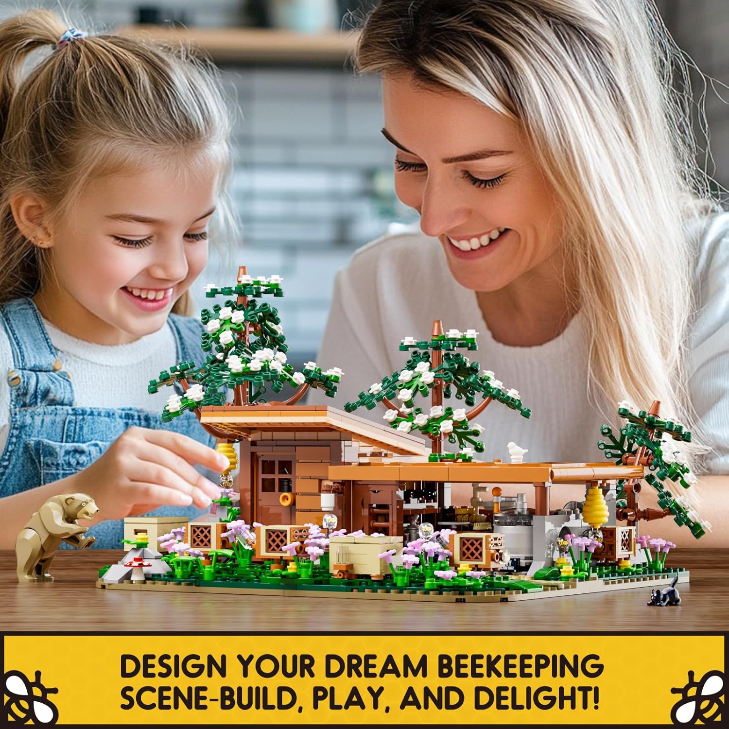 Detalle de FUNWHOLE Bee-Farm Lighting Building-Bricks Set – 1274 Pcs