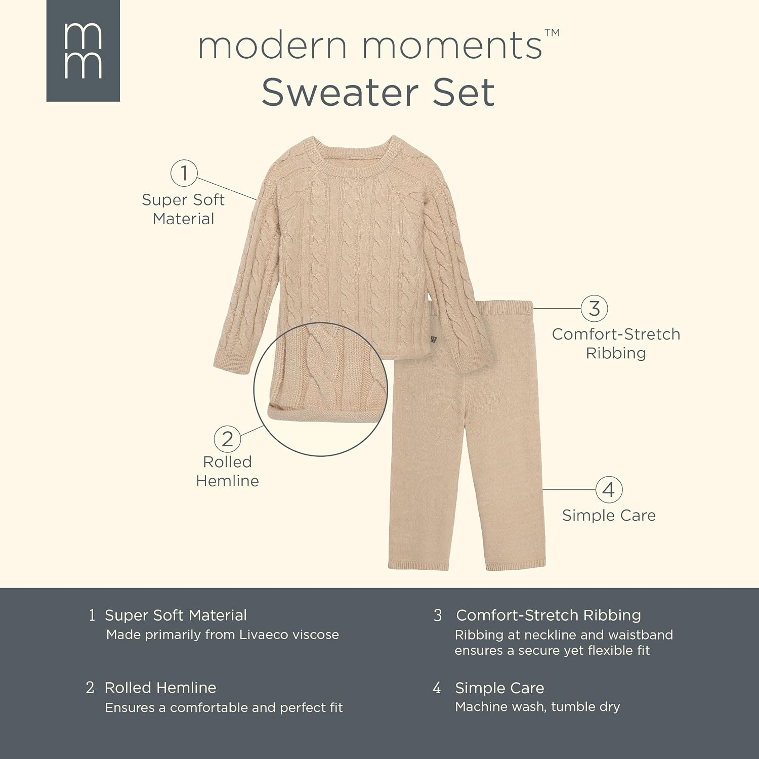 Detalle 2 de Modern Moments by Gerber Toddler Sweater and Wide-Leg Pants Set, 3T