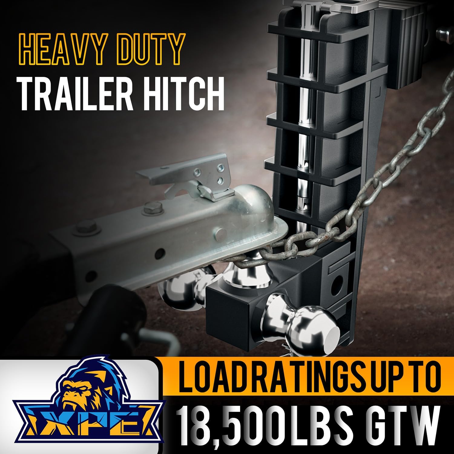 Thumbnail 5 de Adjustable Trailer Hitch 10 Inch Drop Hitch (Fits 2.5-Inch Receiver) — 18,500 Lbs GTW Heavy-Duty Tow Hitch