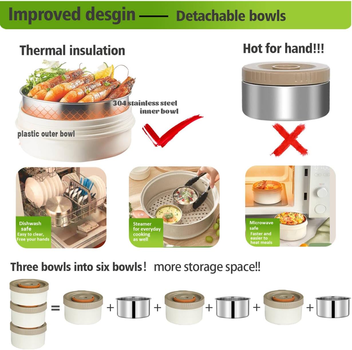 Thumbnail 5 de 67oz Thermo 2L 3‑Layer Hot Food Jar 🍱