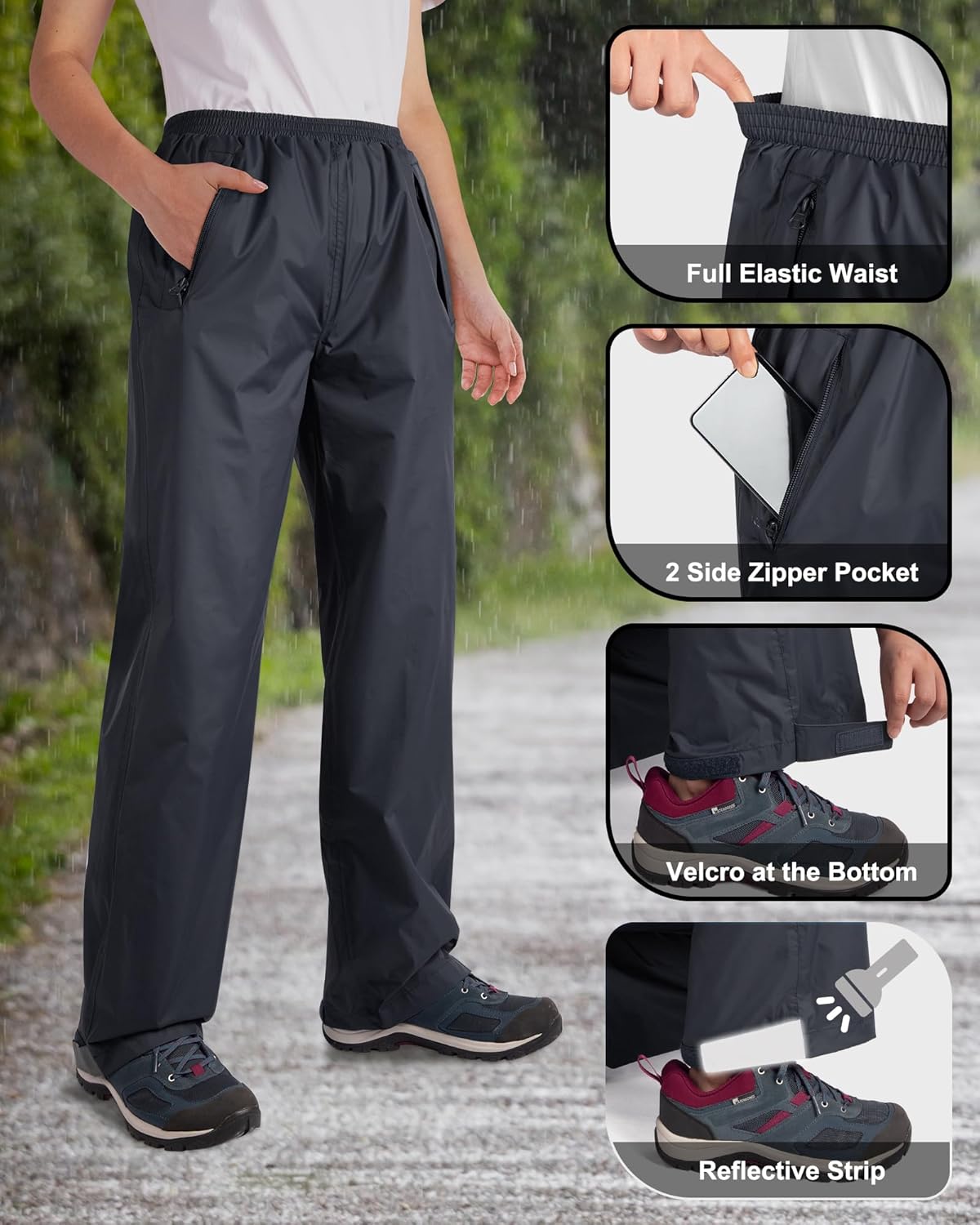 Thumbnail 3 de 33,000ft Damen Regenhose wasserdicht fürs Radfahren und Outdoor – reflektierende Wind- und Regen-Überziehhose