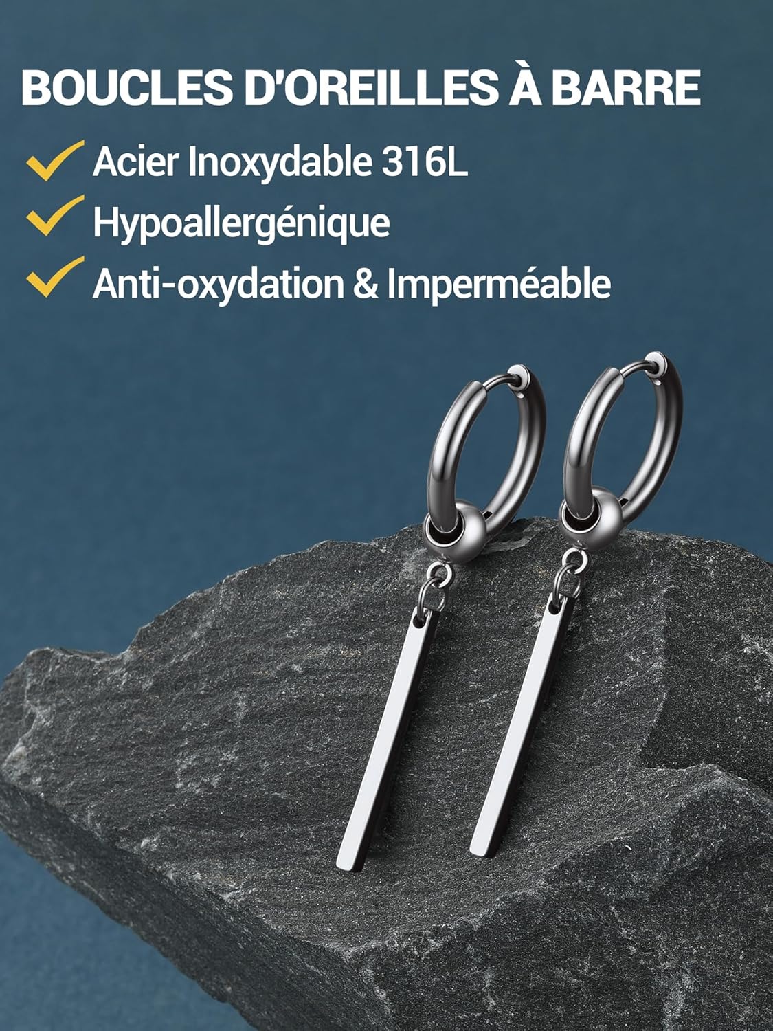 Thumbnail 3 de PROSTEEL Boucles d'Oreilles Homme Créoles 12mm
