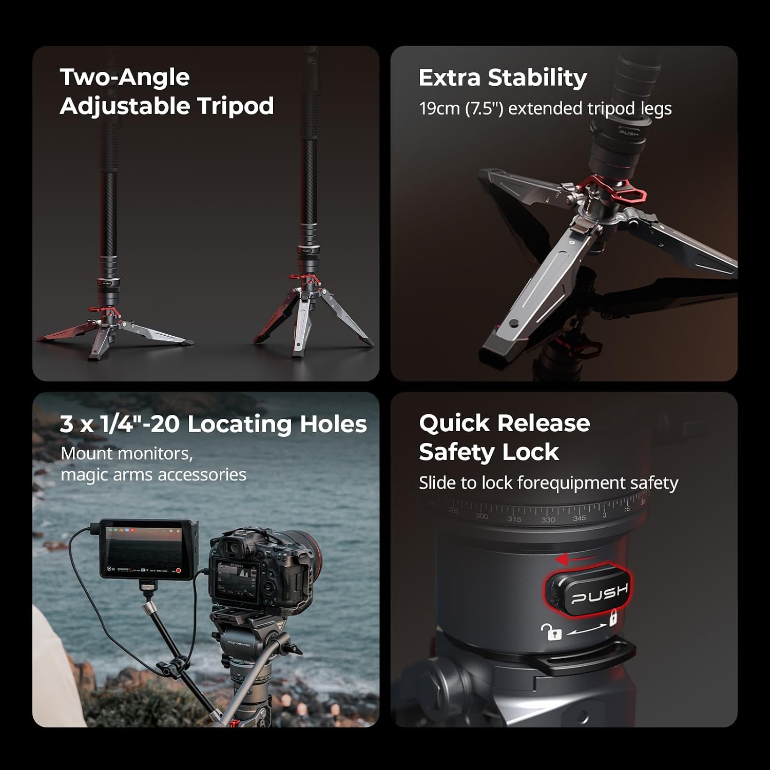 Thumbnail 6 de SMALLRIG Carbon Fiber Video Monopod Pro 175 cm – kompaktes Videostativ mit Ein-Knopf-Heben & Verriegelung