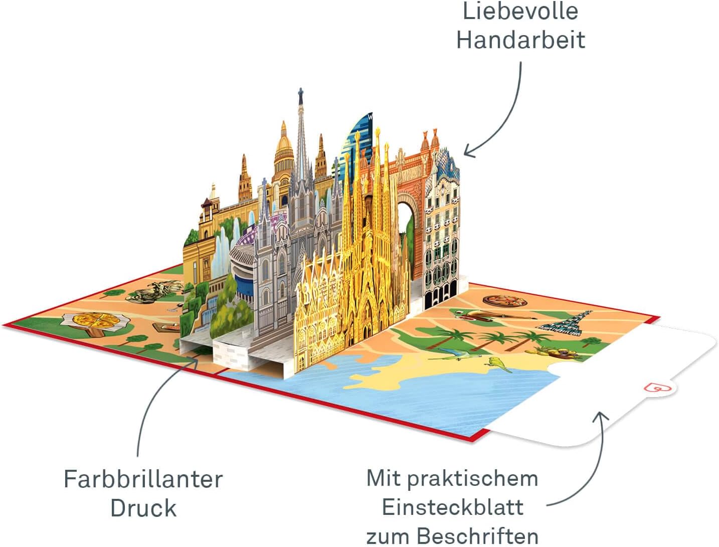 Thumbnail 1 de papercrush® Pop-Up Karte Barcelona – besondere 3D-Geburtstagskarte oder Geldgeschenk für Reisekasse