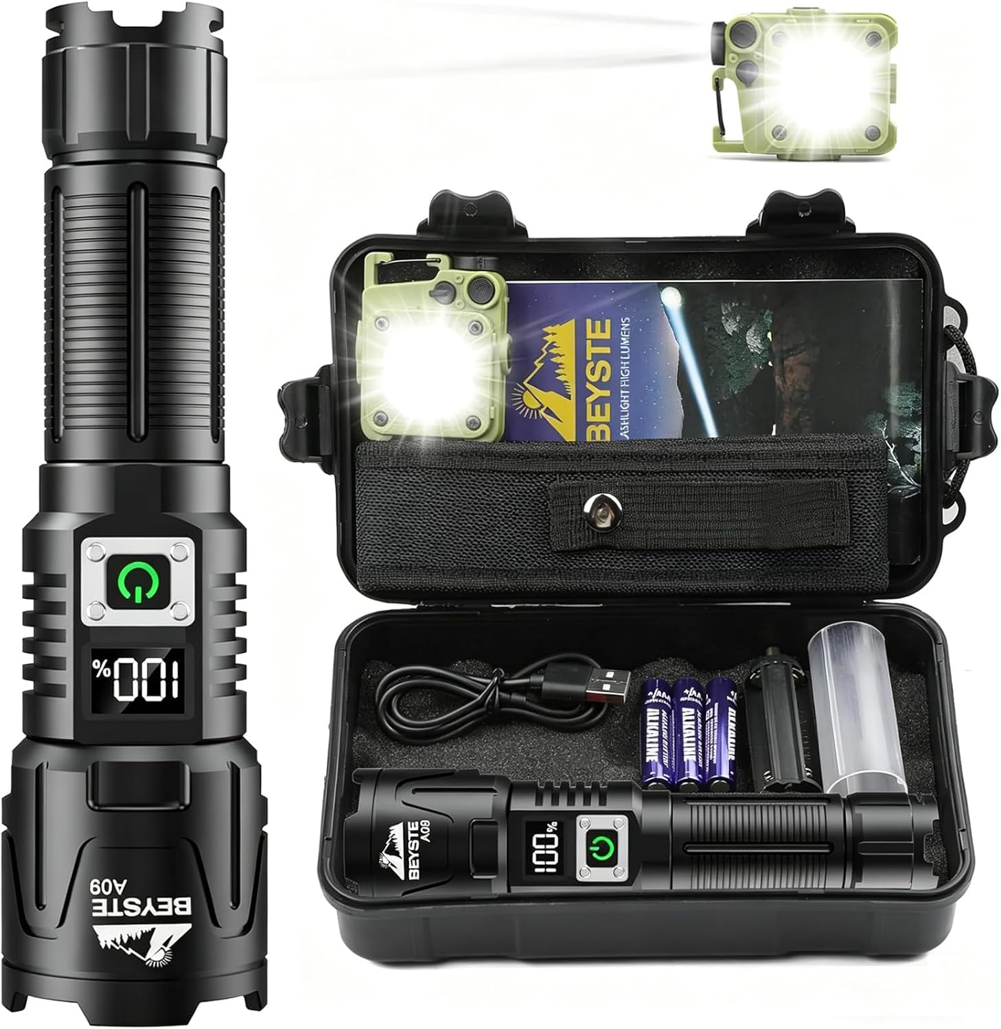 Detalle de BEYSTE XHQ99.2 Torcia LED potente 1.000.000 lumen 🔦