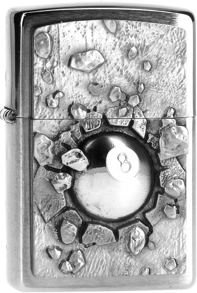 Detalle de Zippo Briquet tempête emblème Boule de Billard n°8 – Finition Street Chrome, Rechargeable et réutilisable