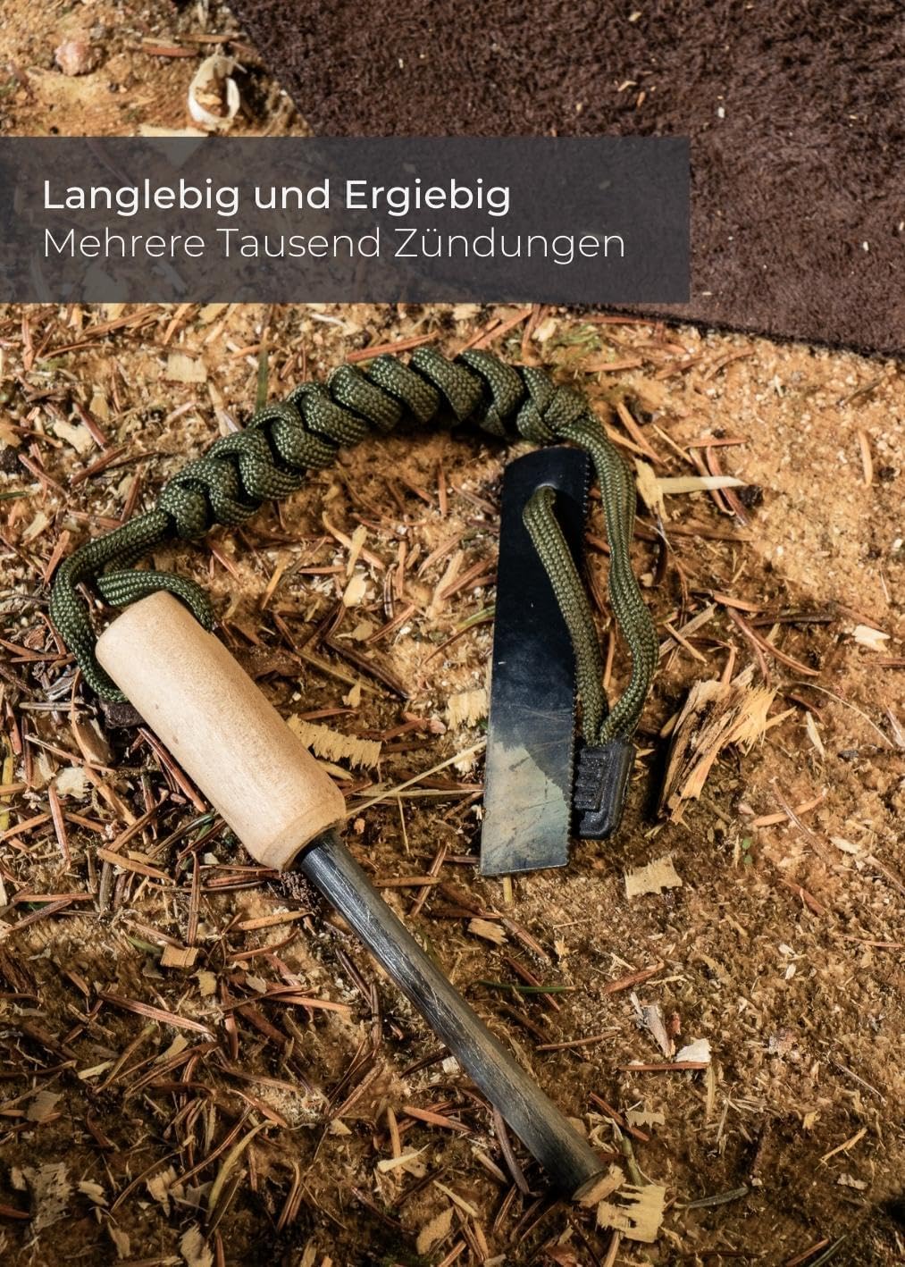 Thumbnail 5 de LAMBDA COFFEE® Ember Magnesium-Feuerstarter mit Feuerstahl, Kienspan und Metallbox für Zunder