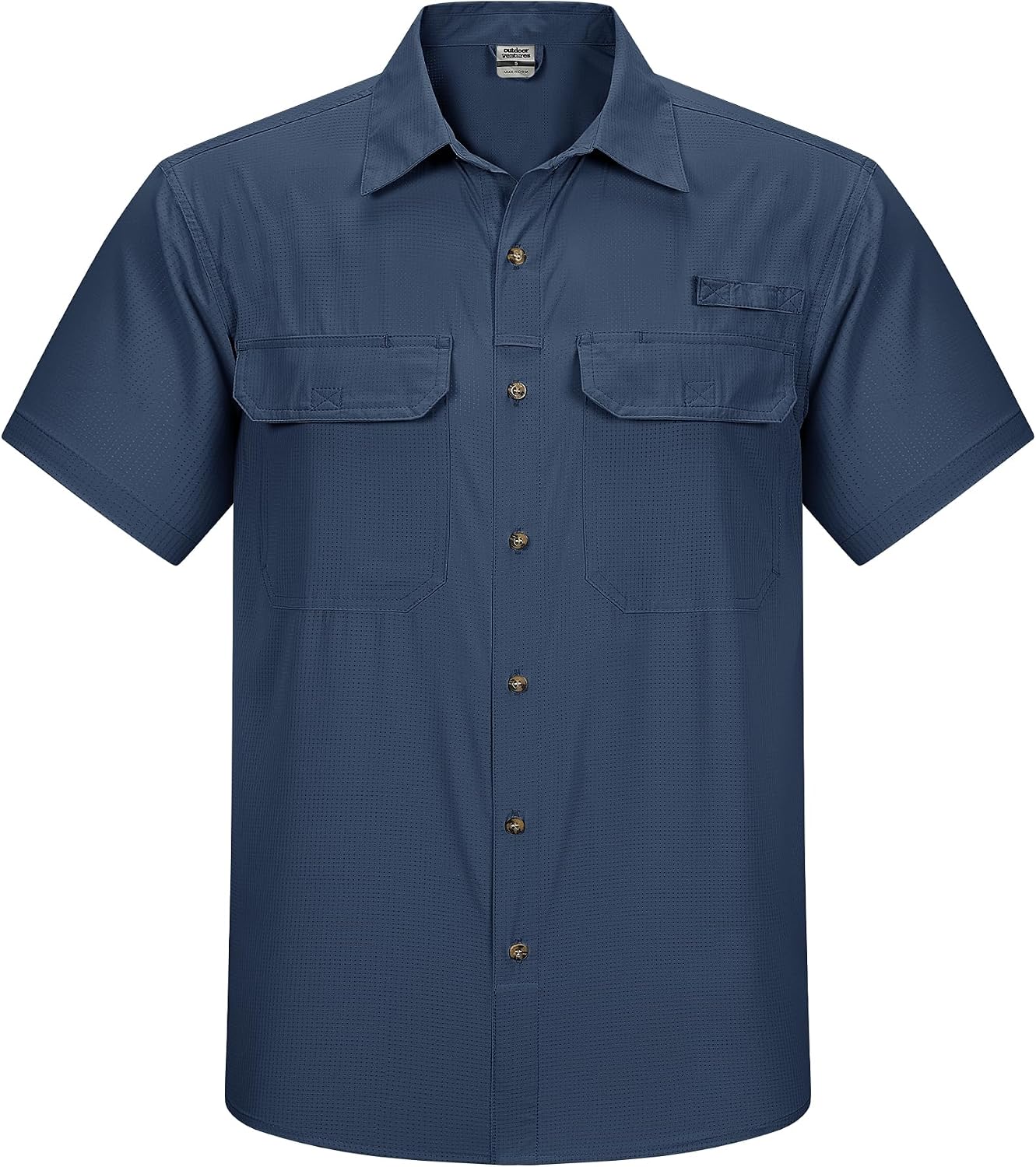Detalle de Outdoor Ventures Men's Lightweight Short Sleeve Fishing Shirt UPF 50+