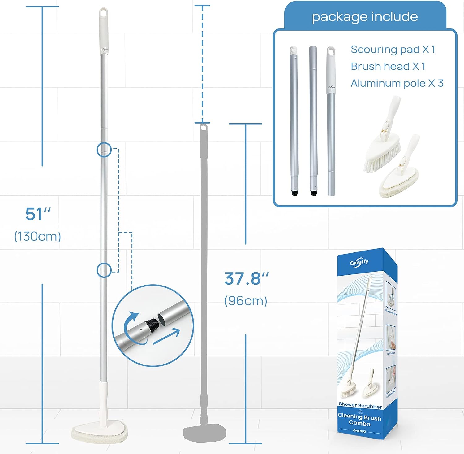Thumbnail 5 de Qaestfy 51in Shower Cleaning Brush and Scrubber