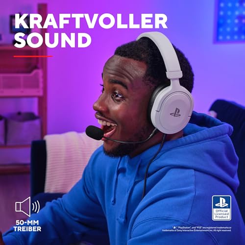Detalle de GXTrust Forta PS5 Gaming Headset – Weiß, offiziell lizenziert, 50 mm Treiber