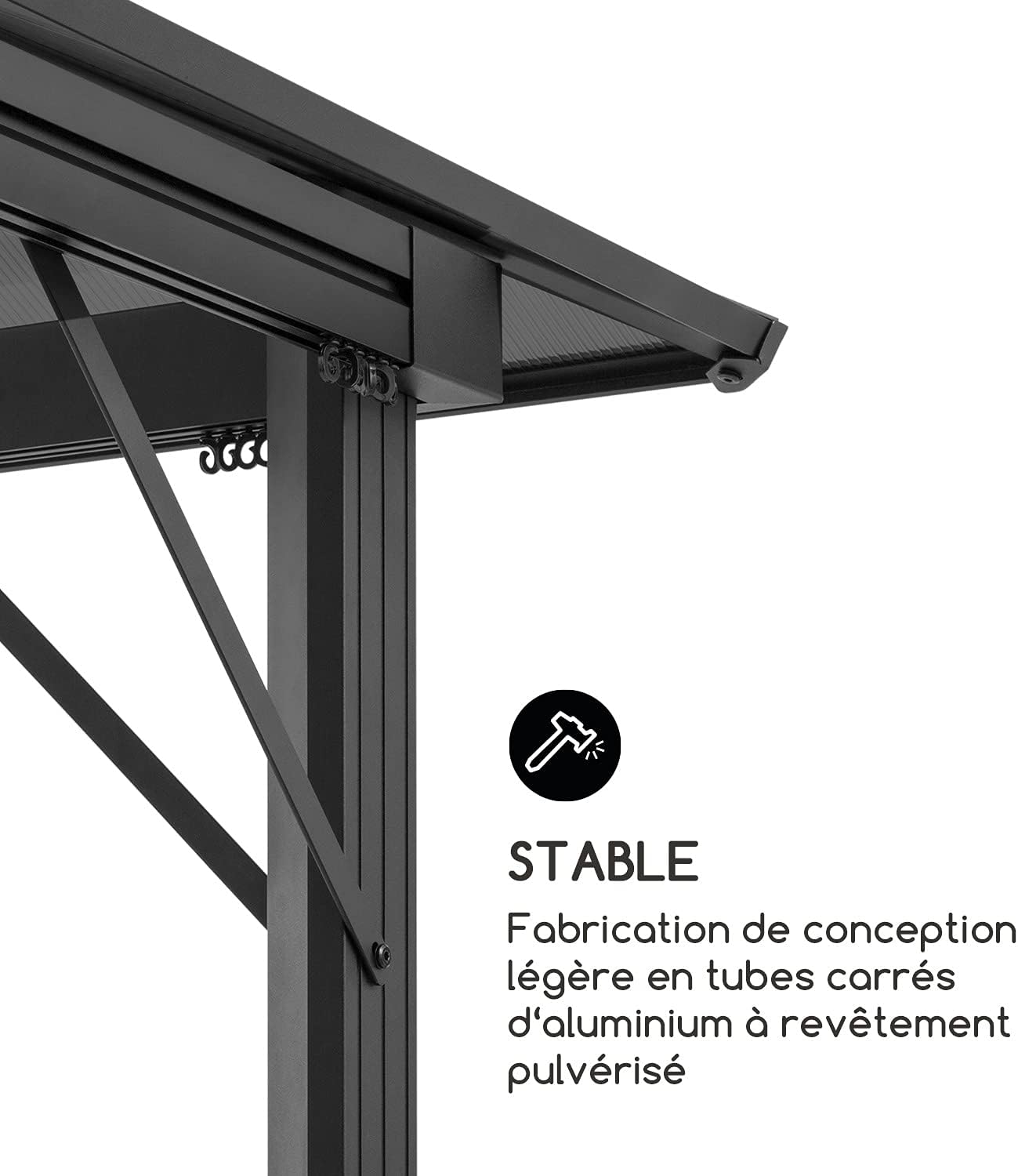 Detalle 2 de blumfeldt Pantheon pergola 3 x 4 m met polycarbonaat dak en dimbare ledverlichting