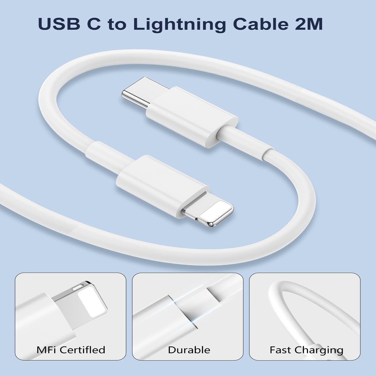 Detalle 2 de KINPEE KIN-cb-02 USB-C to Lightning Cable, 2 m, MFi Certified
