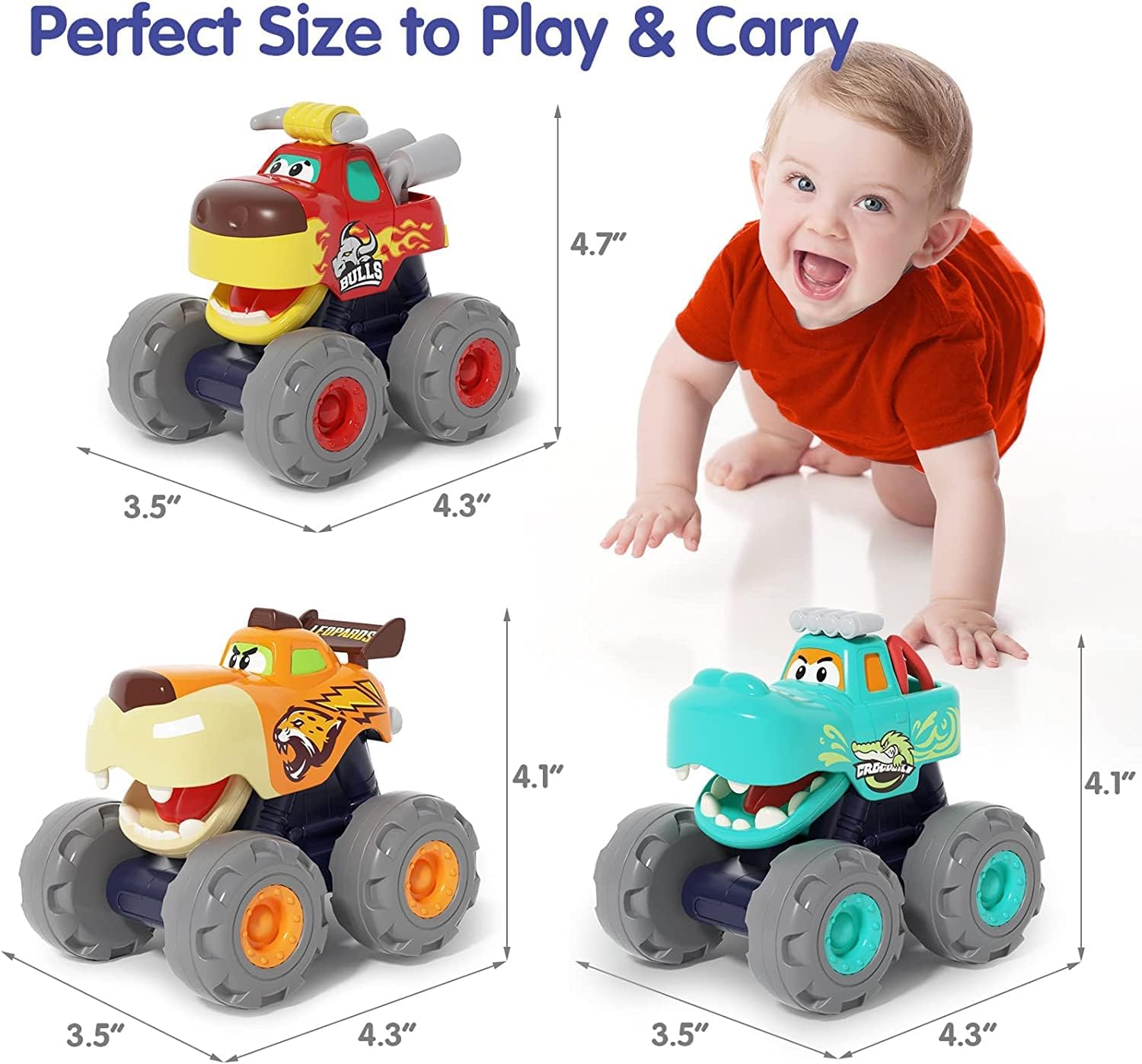 Thumbnail 5 de SunnyPal 3-Pack Monster Truck Toys for Toddlers: Safe, Non-Battery Animal Car Toys for 12–48 Months