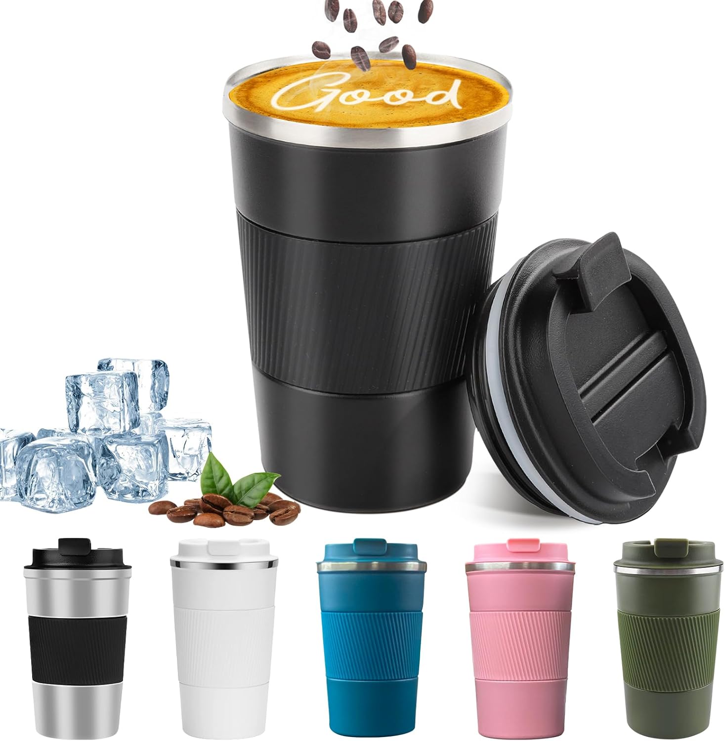 Detalle de YINBAOGE Insulated Travel Coffee Mug 12 oz