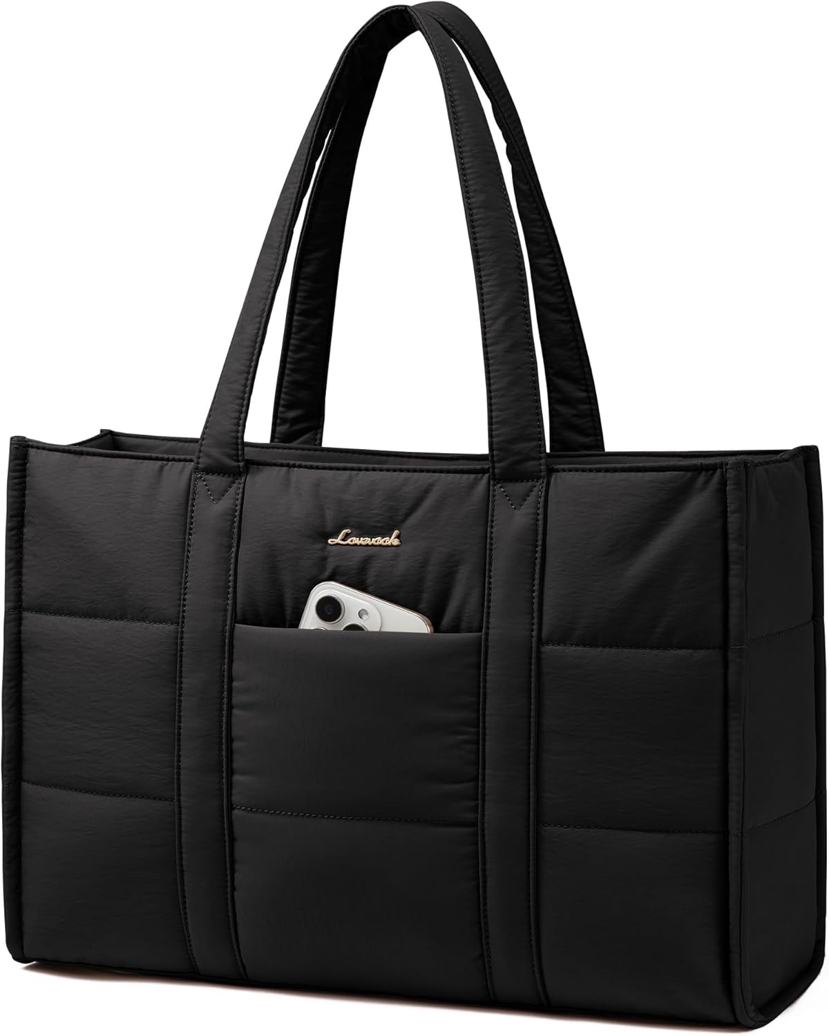 Detalle de LOVEVOOK puffer quilted tote bag