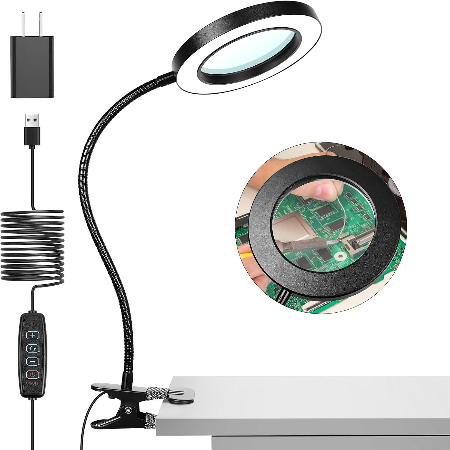 Detalle de iVict iVi005 10X Magnifying Lamp with Clip, 72 LEDs and Flexible Gooseneck