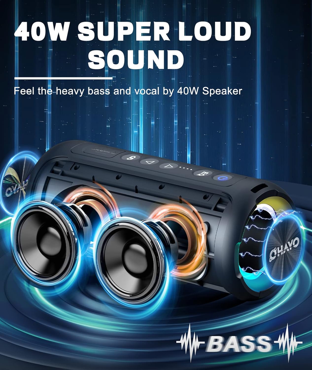 Detalle 2 de OHAYO 40W Portable Bluetooth Speaker 30H battery