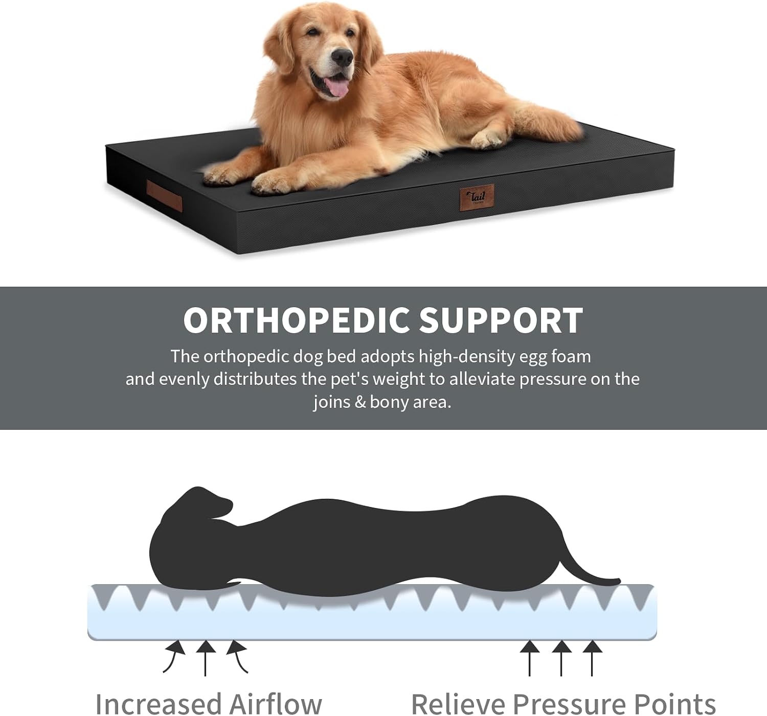 Detalle de Tail Stories Orthopedic Dog Bed, 1680D Oxford Cover