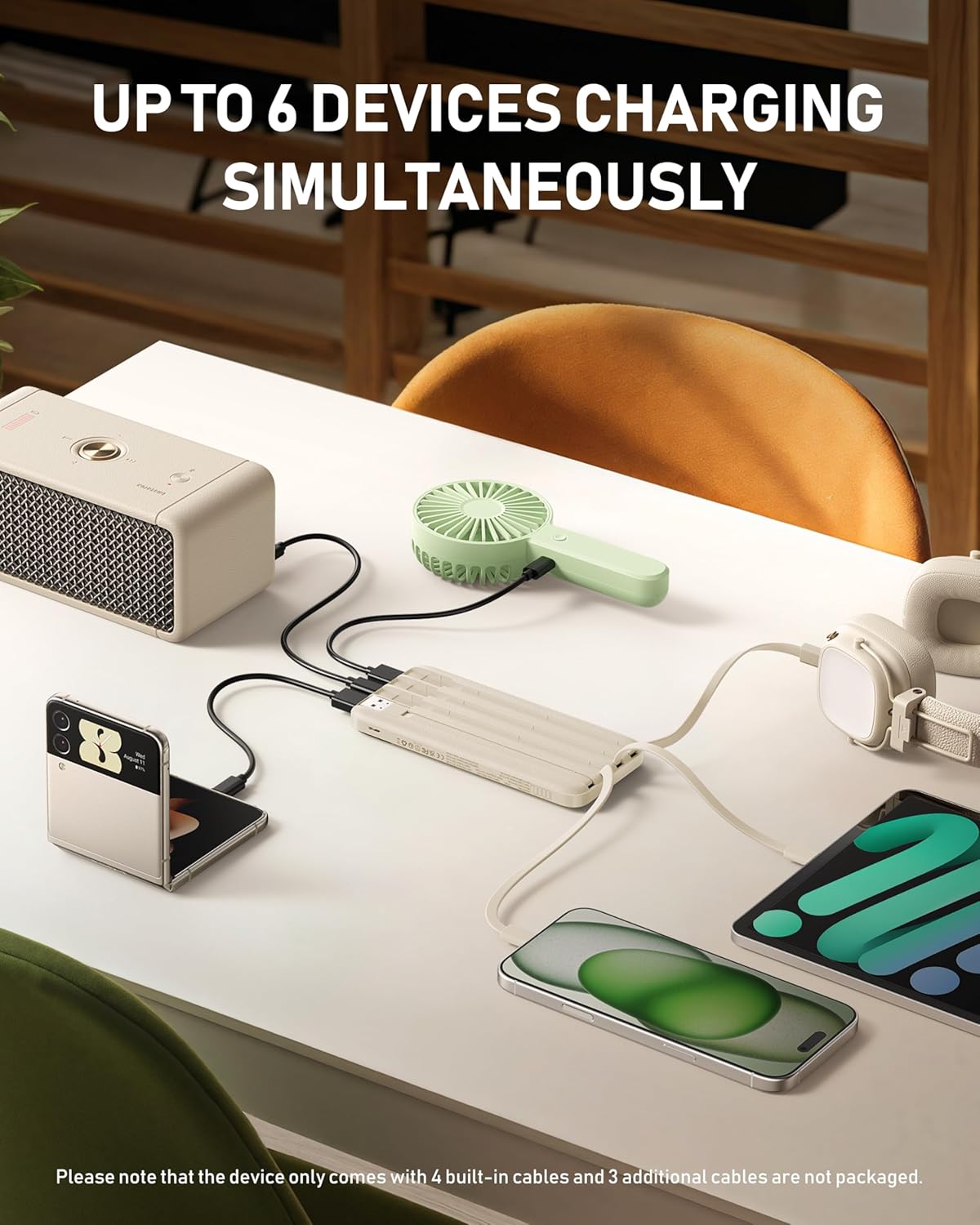 Thumbnail 1 de Charmast Portable Charger with Built-in 4 Cables, 10,000mAh USB-C Power Bank (6 Outputs, 3 Inputs)