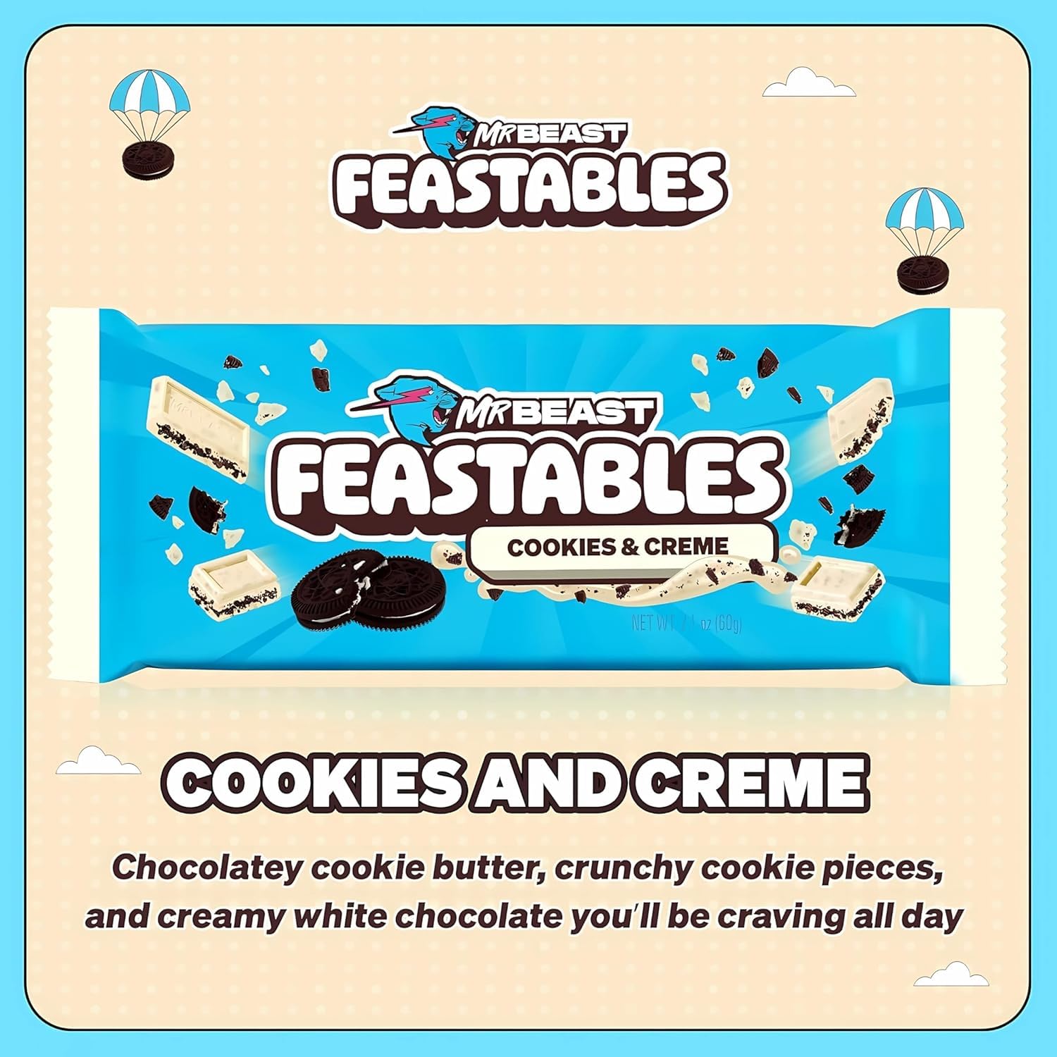 Thumbnail 3 de Feastables MrBeast Schokolade Cookies & Creme – Geschenkbox 4 x 60 g